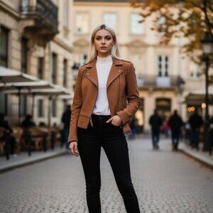 SUEDE TAN JACKET SIZE S